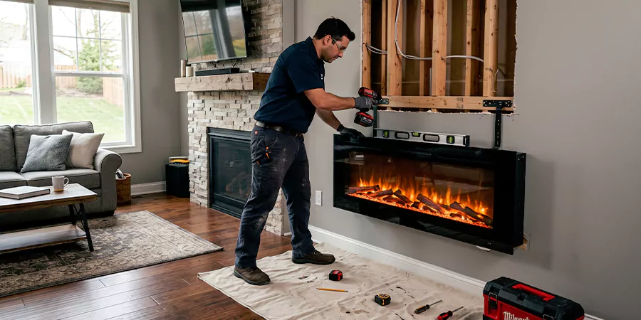 Fake Fireplace and Faux Insert Installation Cedar Park