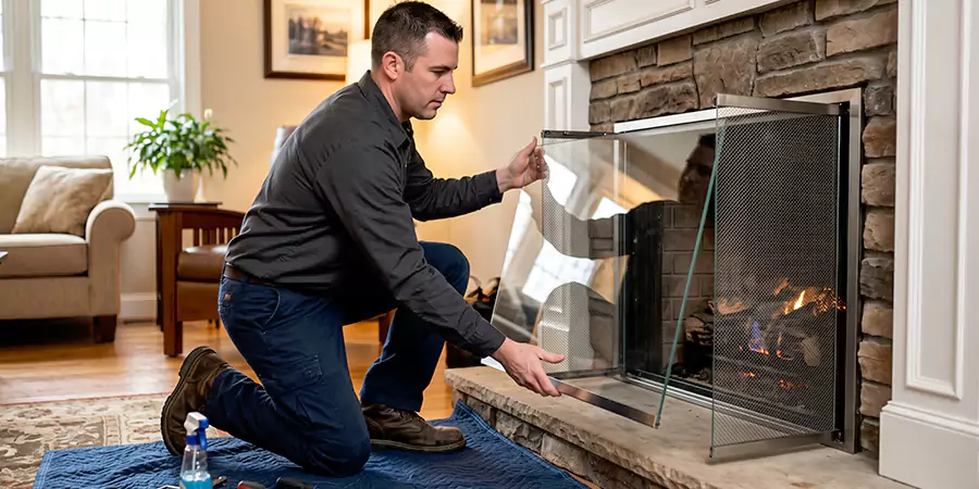 Fireplace Glass Panel and Screen Installation Cedar Park