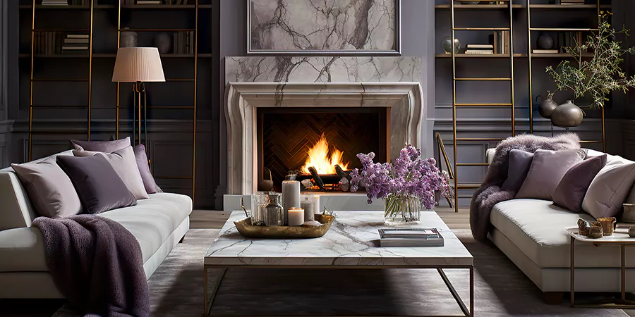 Modern Tile and Stone Fireplace Design Cedar Park